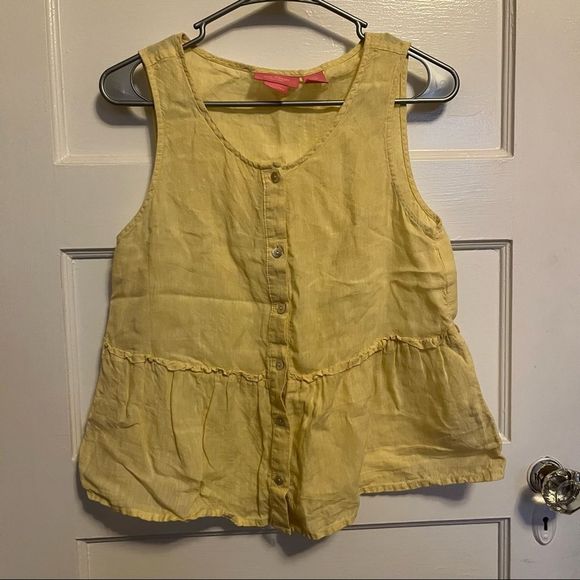 Isaac Mizrahi yellow linen tank top size S - Picture 1 of 5